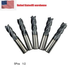5PCS   1/2 " 4 FLUTE LONG CARBIDE END MILL - TiALN COATED