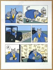 Affiche Sérigraphie Philippe Geluck Le Chat Oiseaux 300ex signé 60x80 cm