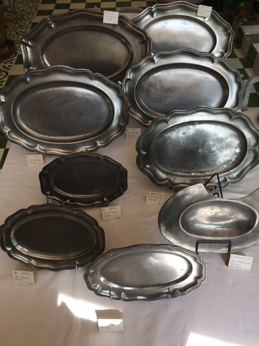Etain plats ovales grands - plats, ovales,
