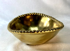Organic Porcelain Glazed Gold Beaded Rim Bowl Dish Dips DECOR By KARE DESIGN