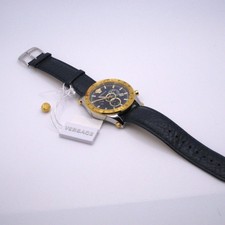 Versace VEV800219 Chrono Leather Swiss Quartz Mens Watch For Parts Only Damaged