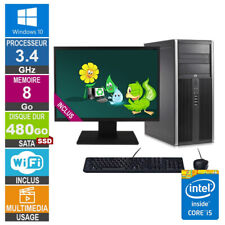 PC HP Elite 8200 CMT i5-2400 3.40GHz 8Go/480Go SSD Wifi W10 + Ecran 24