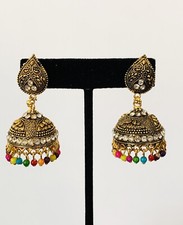 Gold plated Oxidized Meenakeri jhumka Earring for Women & Girl