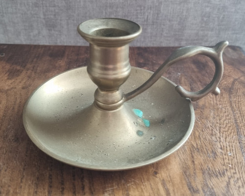 Ancien bougeoir main laiton - ancien,