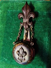 CHÂTELAINE CLAVET WATCH HOLDER GUSSET de MOURNING FLOWER de LYS JAIS NAPOLEON III 