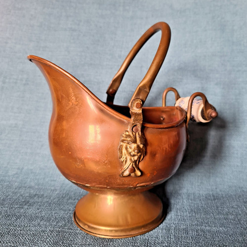 Ancien seau charbon cuivre - ancien,