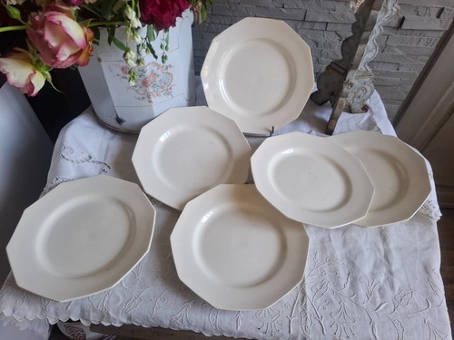 Assiettes plates octogonales - 6,
