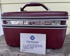 Vintage SAMSONITE The Survisor Train Beauty Cosmetic Case Luggage Burgundy w Key