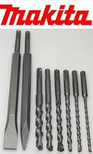 Foret Makita SDS-Plus 5,6,8,10,12,14 Mm 160 Mm + Ciseau À Pointe + Ciseau Plat