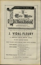 1947 Mini Poster French Wine AD Cote Rotie J Vidal Fleury Map Article Label