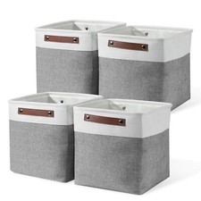 Kallax Lot de 4 boîtes de rangement pliables en tissu avec poignées paniers d...