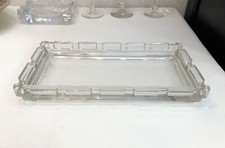 ART DECO Crystal Stamped Baccarat Rectangular Tray Signed 30x17cm Flat