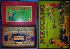MECCANO 50's . BOITE 4A . INVENTAIRE FAIT MANQUE JUSTE COURROIE DE 15cm réf 186a