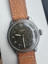 certina sport cal 300 manual wind beautiful patina just serviced on new pigskin