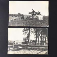 2 Cartes Photos Équitation Saut D’Obstacle Saumur Henry Blacque Belair 1910 CPA