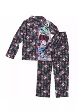 New Monster High Girls Skull Long Sleeve Flannel Winter Pajamas Set Size 7/8