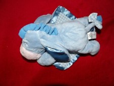 Doudou Disney Nicotoy Peluche Bourriquet Allongé sur Couverture Vichy Bleu Blanc