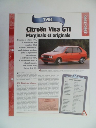 Carte fiche auto citroen visa - auto,