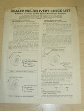 VINTAGE WHEEL HORSE TRACTORS DEALERS PRE-DELIVERY CHECK LIST / B, C & D SERIES