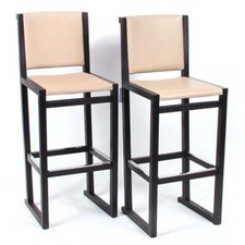 Maxalto by Antonio Citterio  bar stools dark grey wood with light grey set of 24