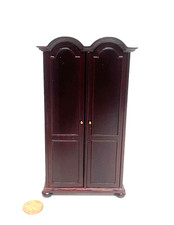 BESPAQ DOLLHOUSE MINIATURE TRADITIONAL ARMOIRE WITH A MAHOGANY FINISH  10052 MH