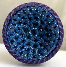 Large 37.5mm Button - Purple Resin, Blue and Silver Mesh Textile