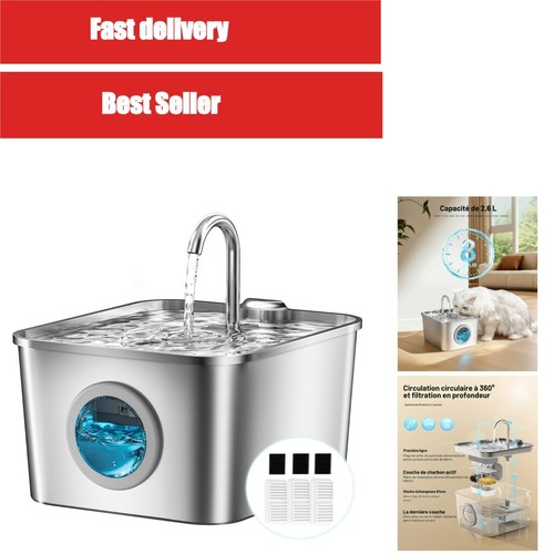 Fontaine eau chat inox - inox, 2,6l