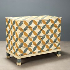 Commode Umbertino Ancienne Sapin Noyer 4 Tiroirs XIXe Siècle Originale