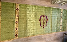Used Green/Gold Altar Frontal Antependium, Lined.