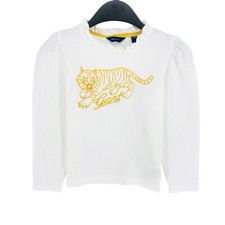 Gant Filles Blanc Manches Longues T-Shirt Col Rond Taille 110/116 Cm 5 - 6 Ans