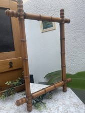 Vintage Bamboo Rectangular Mirror 40x25.5cm Rattan Boho 70s
