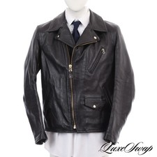 #1 MENSWEAR LNWOT Schott Perfecto x 3Sixteen Black Horsehide Leather Moto Coat L