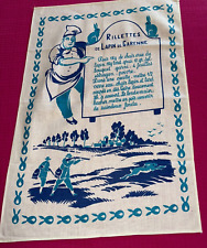 Torchon vintage mais neuf Rillettes de  lapin de garenne  72 cm x 50 cm réf T161