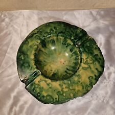 VINTAGE LARGE GREEN ALABASTER ASHTRAY / IMITATION MARBLE / 17 CM 