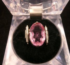 bague ancienne monture en argent pierre couleur amethyste  / style art déco