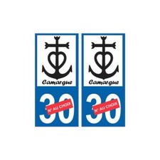 Autocollant plaque auto croix camarguaise Camargue logo 2 numéro département - A
