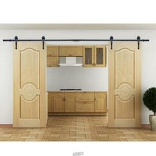 Classic CalHome Arrow Sliding Standard Double Track Barn Door Hardware Kit 12'