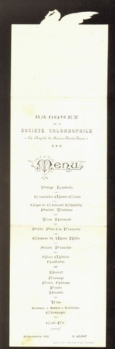 Menu société colombophile - menu.,