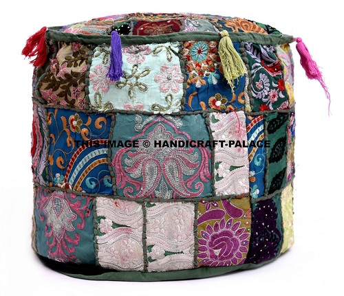 Pouf coton broderie - pouf,