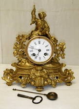 ancienne horloge pendule garniture de cheminée doré