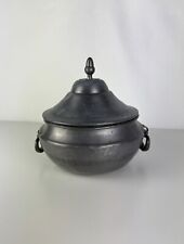 Beautiful antique 19th century style pewter soup bowl, Fleur de Lys engravings 