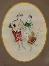 Aquarelle originale 19ème les