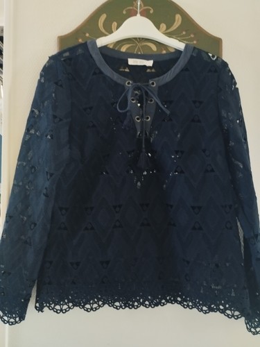 Blouse guipure bleu marine - ,