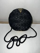 Vintage Women Lancome Magie Noire Black Hard Case Evening Bag~Purse~Beaded Clasp