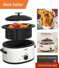 Electric 8-Quart Turkey Roaster Oven with Self-Basting Lid – Effortlessly Juicy!