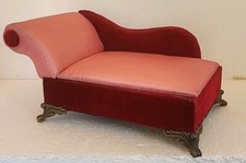 Doll Upholstered Velvet Fainting Couch Chaise Lounge 11" Long