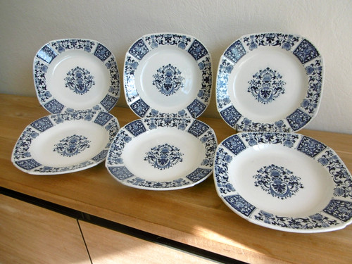 Six assiettes creuses faience - six,