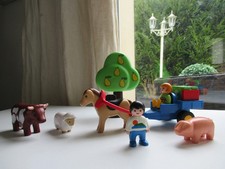 7 ⚜️ Jeu De Construction Enfants, Charrette, Animaux, Playmobil 123 Réf: 6620