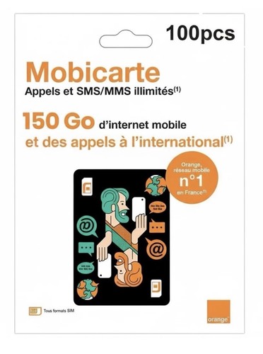 Lot 100x carte - sim, prépayée