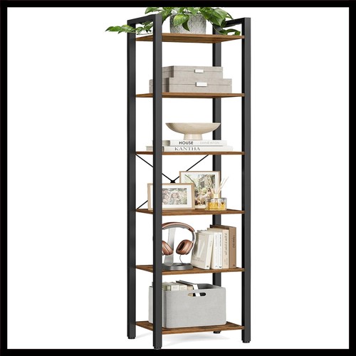 Rustic tier bookshelf with - rustic, 6-tier